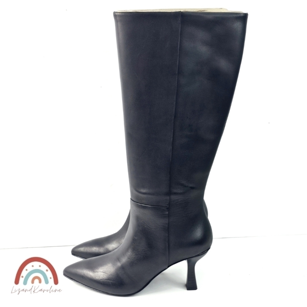 New! Madewell The Justine Knee Boot with Extended Calf in Black Leather - Picture 6 of 16